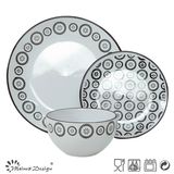 18PCS Black & White Circle Dinner Set