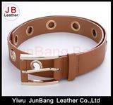 Fashion Earth Color Women PU Belt with Metal Round Holes