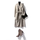 Ladies Fashion Wool Coat with Belt MID Long