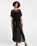 Women Fashion Round Neck Jackquard Long Dress