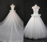 Elegant Satin Neckline Ballgown Sequin Bridal Wedding Dress Zt7163