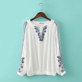 OEM High Quality Plus Size Fashion Ladies Embroideried Blouse