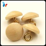 Umbrella Shape Nature Wood Metal Shank Button for Decoration