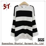 Fshionable Striped Knit Round Collar Ladies Sweater