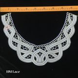 43*28cm Gold Embroidery Thick Stripe Neckline Lace Trim with Elegant Shape Hme933