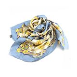 OEM Oversized Screen Printing Multi Blue Chiffon Silk Scarf