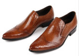 Oxford Style Snake Pattern Cow Leather Handmade Dress Shoes