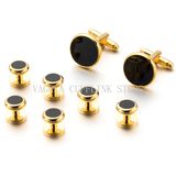 VAGULA Jewelry Onyx Tuxedo Cufflinks Studs 8 PCS Set Cuff Links