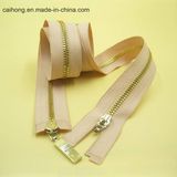 Two Way Open Ended Metal Zipper with Shiny Gold Teeth for Dress