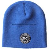 Factory Produce Custom Embroidery Blue Acrylic Knit Beanie Hat