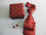 Wine Dotty Colour Design Men's Yarn Dyed Silk Ties with Box