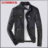 Black PU Jacket for Men Winter Coat