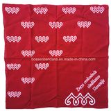 China Factory Produce Customized Logo Printed Red 50*50cm Cotton Bandanna Big Handkerchief