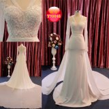 Beading Long Sleeves Chiffon Long Train Bridal Dress Wedding Gown