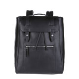 High End Fashion Urban Design Black Leather Backpack