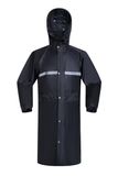 Safety Plastic Nylon Long Rain Jacket with Reflective Band