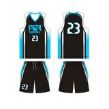 New Design Black Color Basketball Uniform for Smith Shark Basketball Club