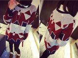 Geometric Patterns Sweater Thick Hedging Slim (BTQ090)