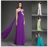 One Shoulder Chiffon Long Cheap Party Dresses (DS012)