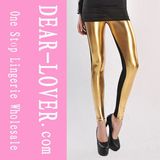 High Waist Metallic Leather Seamed Legging