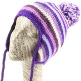 Toddler Ear Flap Beanie Winter Knitted POM Warm Fitted Hat