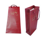 Simple Red Wine Paper Bag with Printed Logo Customized Accept