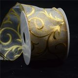 Print Mesh Ribbon with Wire for Christmas Festival