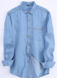 100%Cotton Denim Woven Bleach Wash Woven Men Shirts