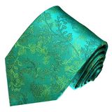 Men's Fashion Green Background Tree Design Woven Silk Neckties