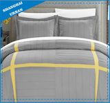 Solid Gray Yellow Stripe Polyester Duvet Cover Bedding