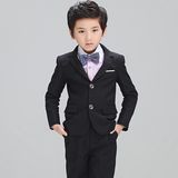 Boys Black Black Two Buttons Satin Collar Boys Suits