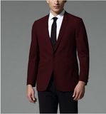 Slim Fit Men's Red Wool Business Suit