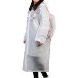 Unisex Adult Long PVC Transparent Raincoat with Backpack Cover