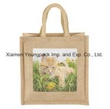 Fashion Personalised Custom Photo Printed Natural Jute Hessian Tote Bag