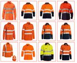 Hi-Vis Reflective Workwear 2 Tone Contrast Color Safety Staff Uniform Cotton Drill Work Shirts with 3m Reflective Tape