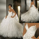 Beads Bridal Ball Gown Feather Tulle Wedding Dresses W9041