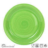 27cm Round Shape Hand Painting Green Color Dinner Plate