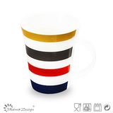 12oz Stripe New Bone China Mug with Stripe for Promotion