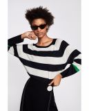 Knit Sweater with a Round Neckline Contrasting Ribbed Trims