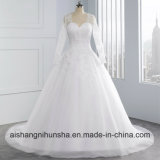 Detachable Long Sleeve Lace Wedding Dress Appliques Wedding Gown