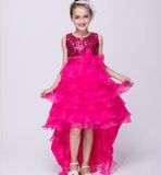 Sequin Mesh Flower Party Wedding Gown Bridesmaid Tulle Dress Little Girl Ruffles Lace Party Wedding Dresses