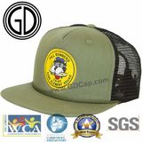 Hip Hot Custom Fashion Foam Flat Brim Summer Mesh Trucker Cap with Woven Badge