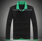 Long Sleeve Men's Polo T Shirt in Black