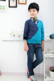 Children V-Neck Contrast Color Capitals Sweater