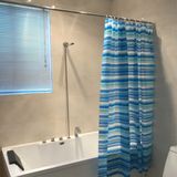 Blue Striped PEVA Waterproof Shower Curtain for Bathroom