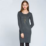 Women's Long Knitted Dress, Long Sleeves Pullover Fashion