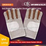 K-91 5PCS Threads Canvas Working Safety Cotton Gloves with Cotton Lining