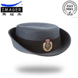 Gray Bucket Cap with Metal Embroidered Emblem