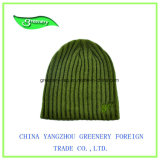 Promotional Fashion Dark Green Embroidery Knit Hat