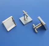 Metal Debossed Square Simple Silver Cufflinks